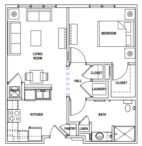 1 Bedroom Floor Plan at Sweetwater Point, Georgia